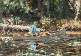 Appraisal: John Whorf - Hunting by Canoe and Hiking in the