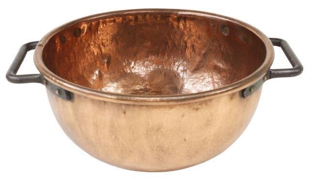 Appraisal: Continental oversized copper pail with dual iron handles approx h