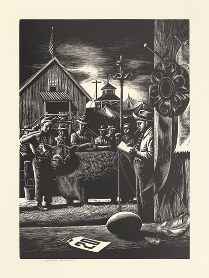 Appraisal: STEVEN DOHANOS Two prints State Fair wood engraving x mm