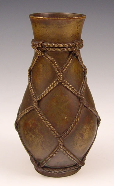 Appraisal: JAPANESE BRONZE VASE Rope design signed on the underside Measures