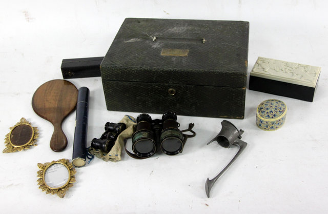 Appraisal: A quantity of sundries including a hydrometer binoculars a cased