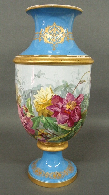 Appraisal: - Palace size Paris porcelain vase c with colorful floral