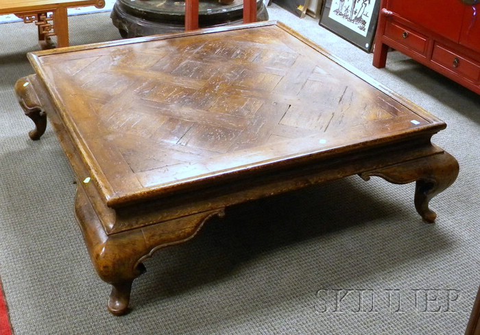 Appraisal: Baroque-style Carved Oak Square Low Table ht wd in