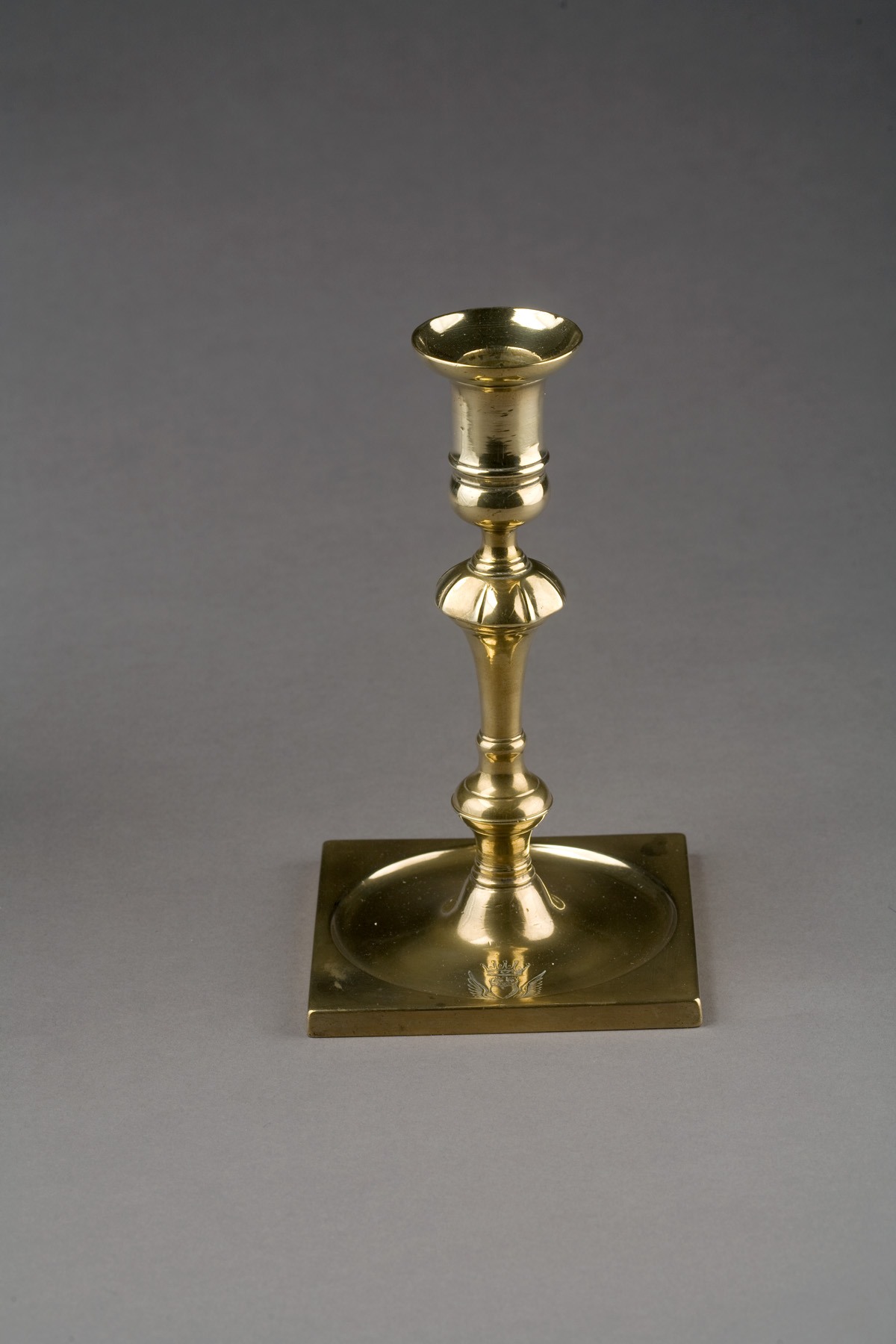 Appraisal: GEORGE II OR III BRASS CRESTED CANDLESTICK CIRCA - The