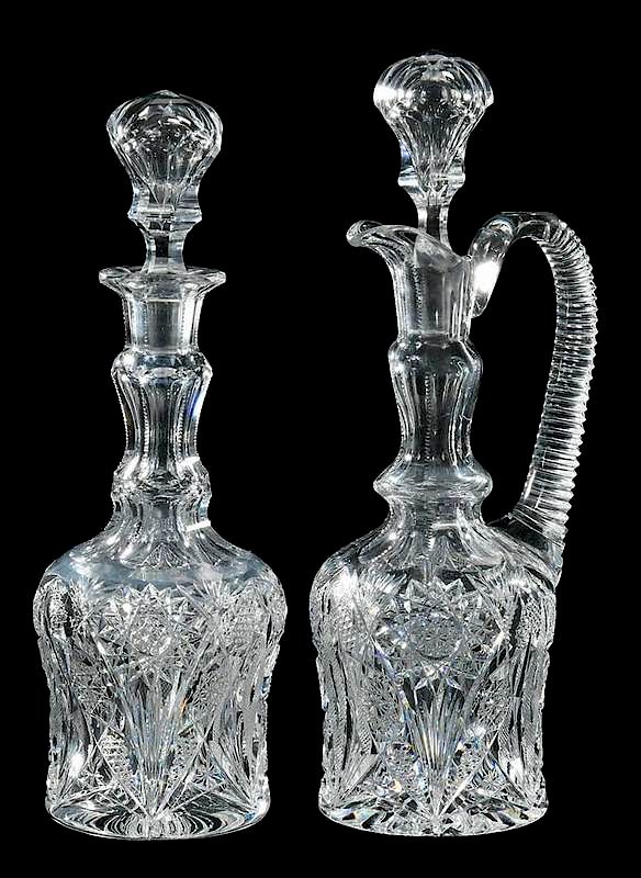 Appraisal: Pair Quaker City Cut Glass Decanters Angora pattern - in