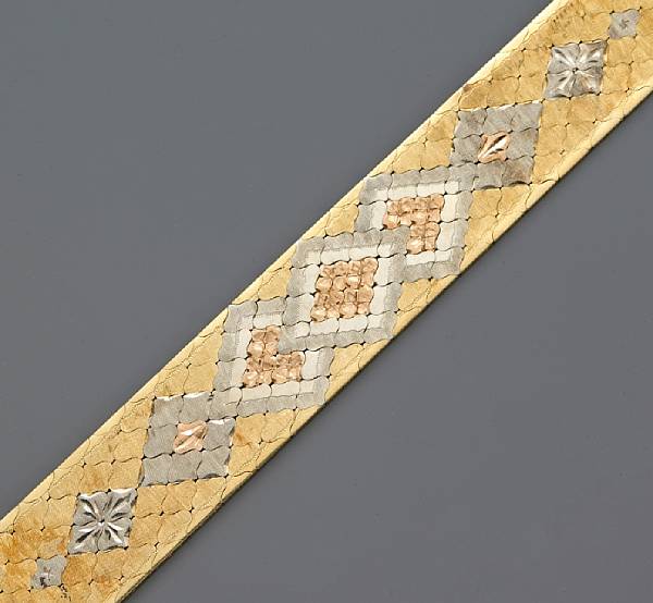 Appraisal: An eighteen karat tricolor gold bracelet weighing approximately gr length