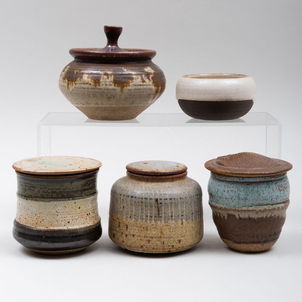 Appraisal: Group of Four Karen Karnes Glazed Earthenware Vessels Unmarked Comprising