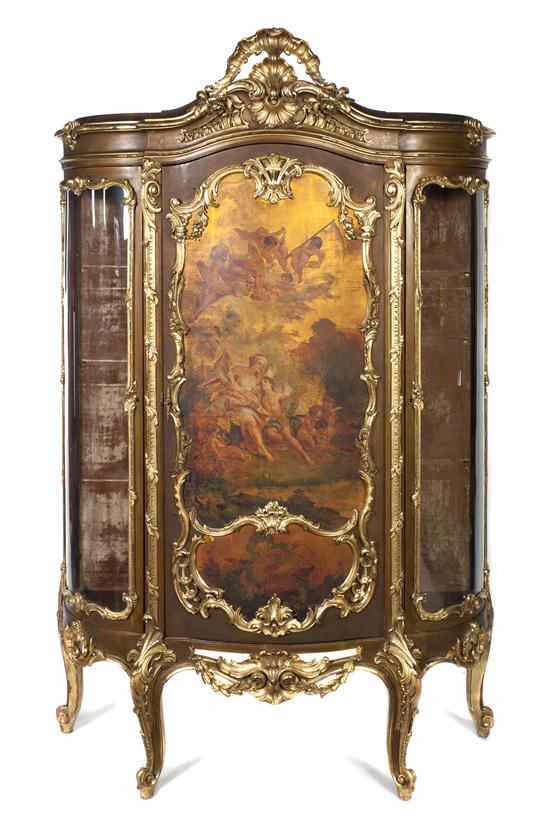 Appraisal: A Louis XV Style Parcel Gilt Vernis Martin Decorated Vitrine