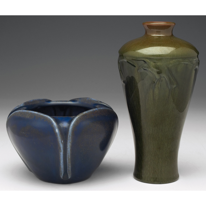 Appraisal: Rookwood vase blue matte glaze with brown highlights D ''w