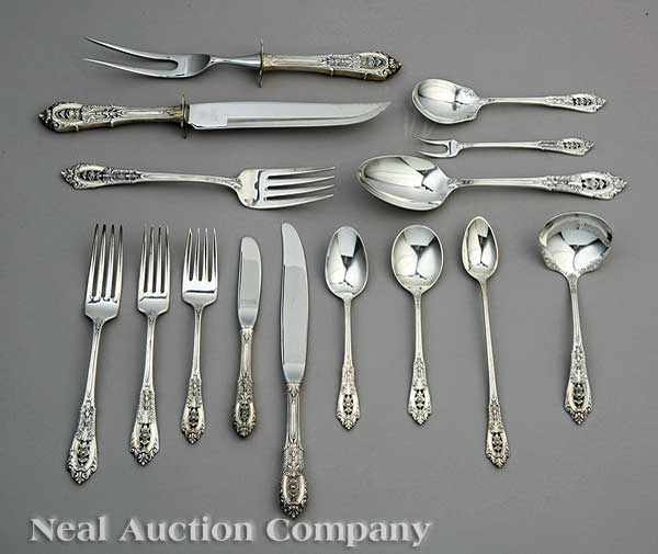 Appraisal: A Wallace Rose Point Sterling Silver Partial Flatware Service pattern