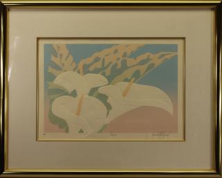 Appraisal: Signed th C Lithograph of Calla Lilies Signed th C