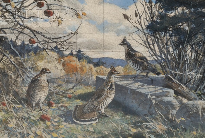 Appraisal: Aiden Lassell Ripley American - View with Ruffled Grouse Signed