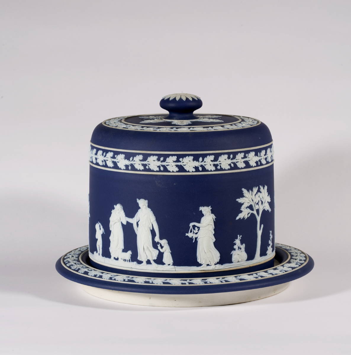 Appraisal: WEDGWOOD DARK BLUE AND WHITE JASPERWARE CIRCULAR COVERED CHEESE DISH