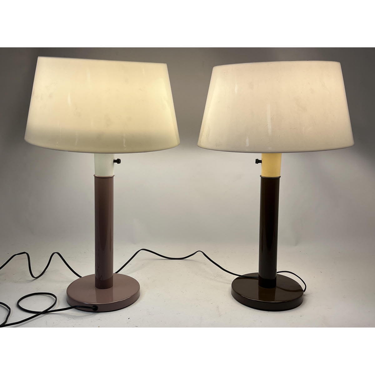 Appraisal: pc Modernist Table Lamps One Pink Base One Brown Base