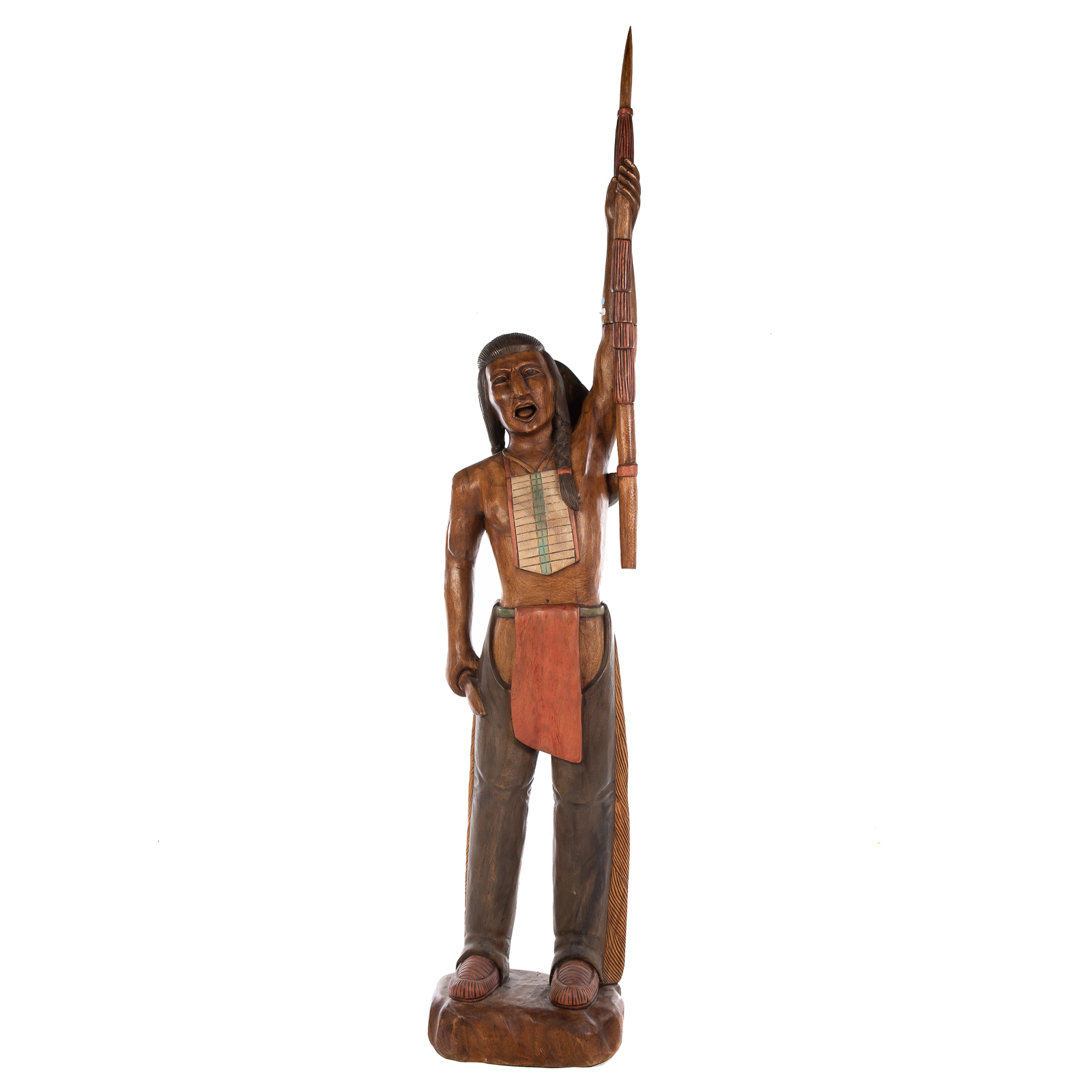 Appraisal: LARGE CARVED WOOD POLYCHROME NATIVE AMERICAN Additional comments added on