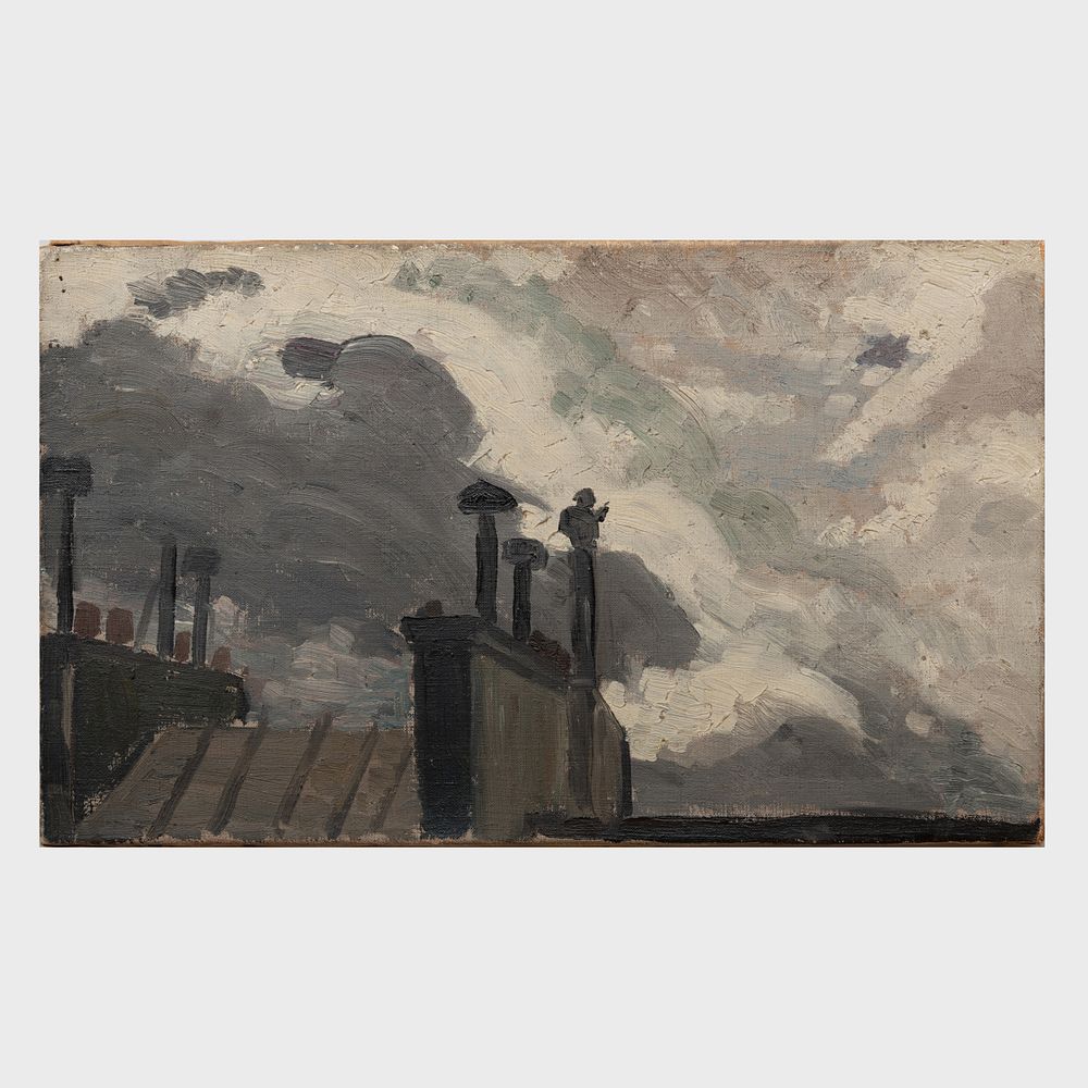 Appraisal: French School Rooftops Oil on canvas unsigned x in unframed