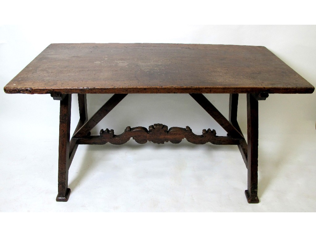 Appraisal: A Spanish th Century style walnut refectory table of rectangular