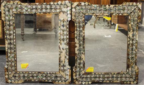 Appraisal: Sale Lot A Pair of Abalone Inlaid Mirrors Height x