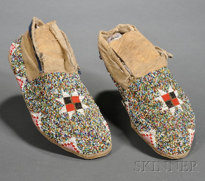 Appraisal: Central Plains Beaded Hide Moccasins Lakota c early th century