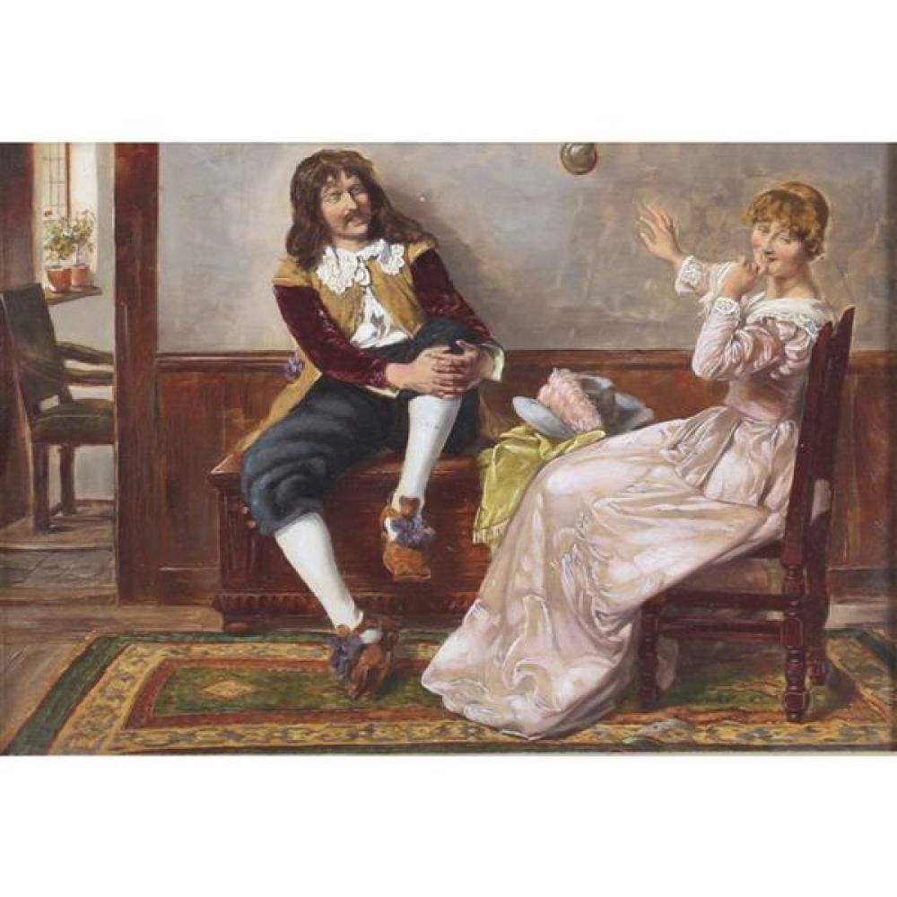 Appraisal: A SCHROEDER 'EIN VORSCHLAG' A CAVALIER COURTING SCENE OIL ON