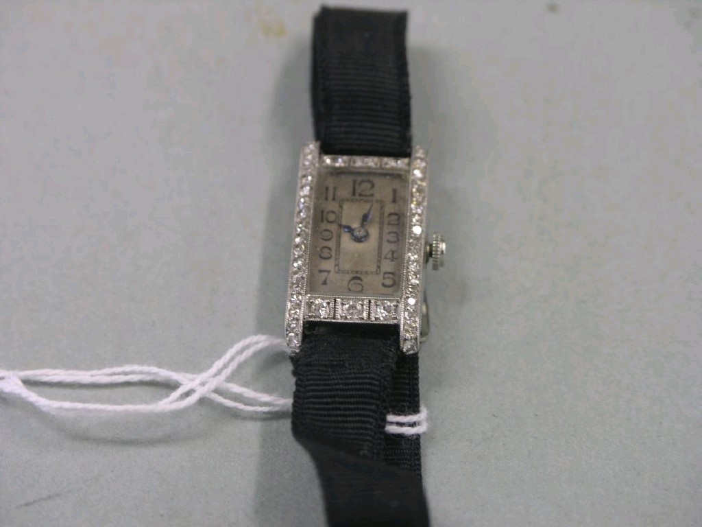 Appraisal: A 's lady's platinum and diamond cocktail watch the rectangular