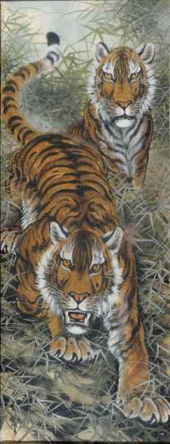 Appraisal: LATE TH CENTURY ORIENTAL SCHOOLThe study of two tigers signed