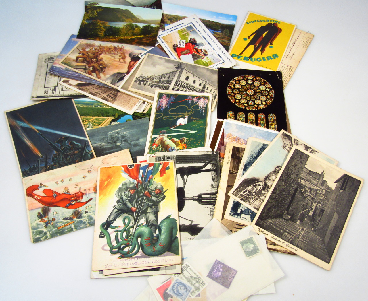 Appraisal: Various thC postcards to include Nazi propaganda headed serpent being