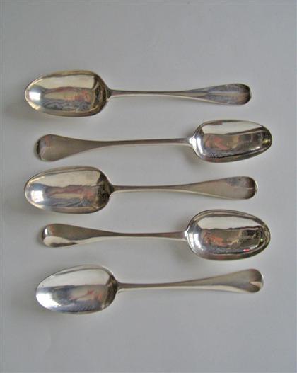 Appraisal: Five silver tablespoons mid th century All with oval handles