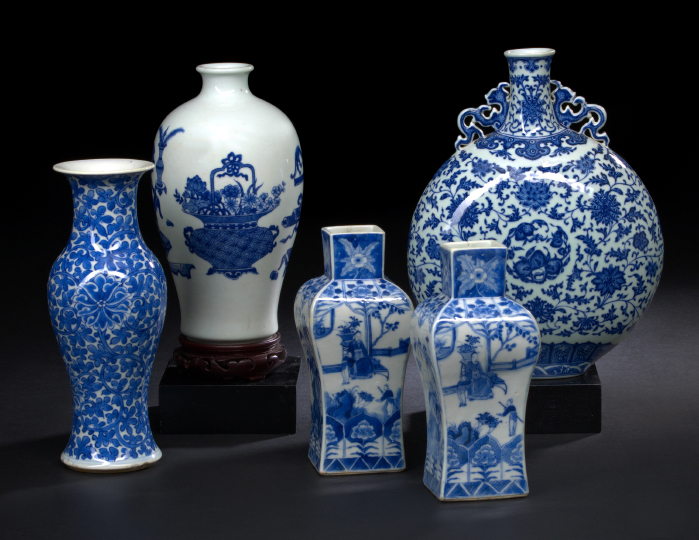 Appraisal: Chinese Blue-and-White Porcelain Baluster-Form Vase second half th century molded