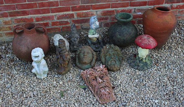 Appraisal: A GROUP OF VARIOUS CONCRETE AND TERRACOTTA GARDEN ORNAMENTS to