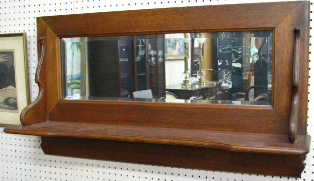 Appraisal: Golden Oak era wall shelf with mirror '' high ''