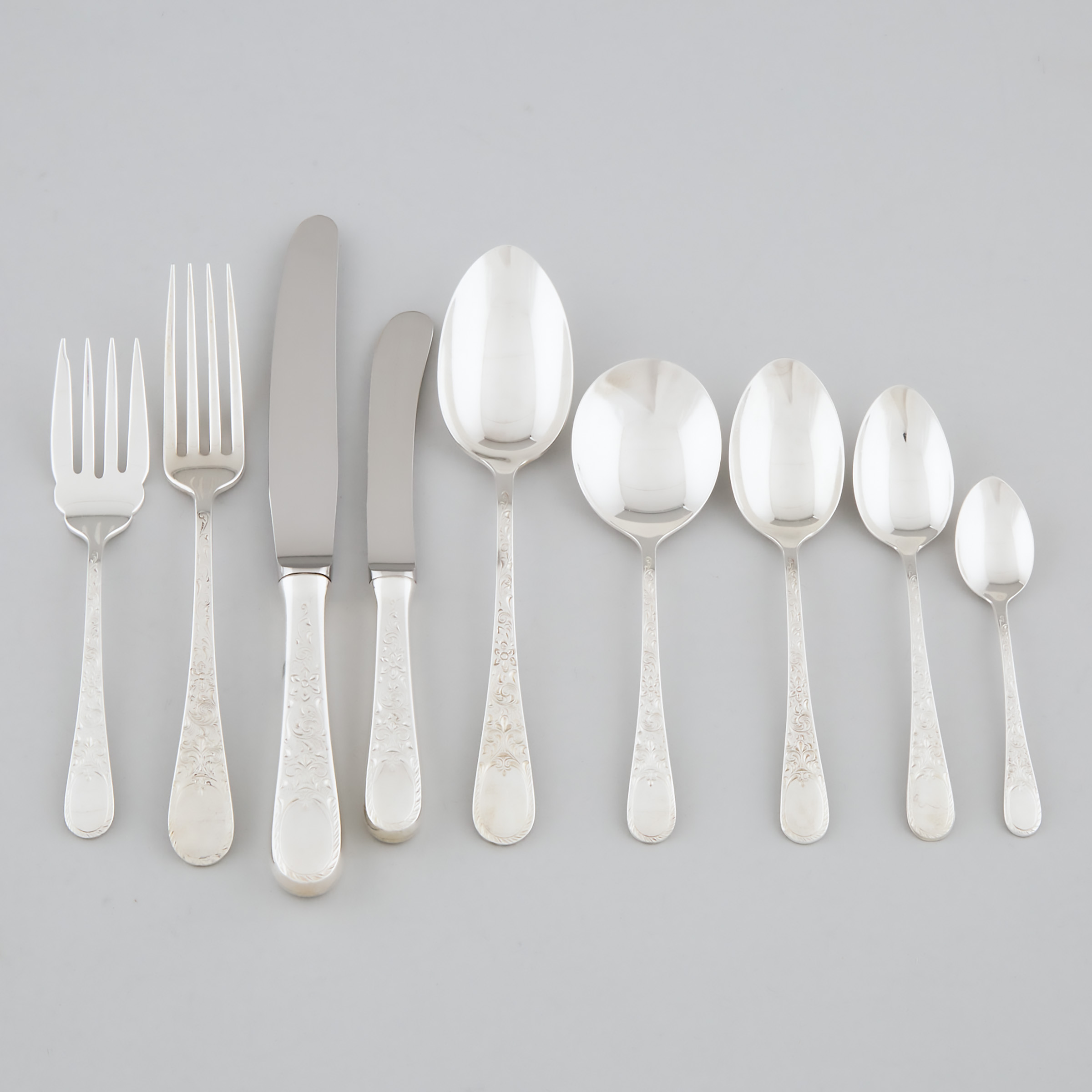 Appraisal: Canadian Silver London Engraved Pattern Flatware Service Henry Birks Sons