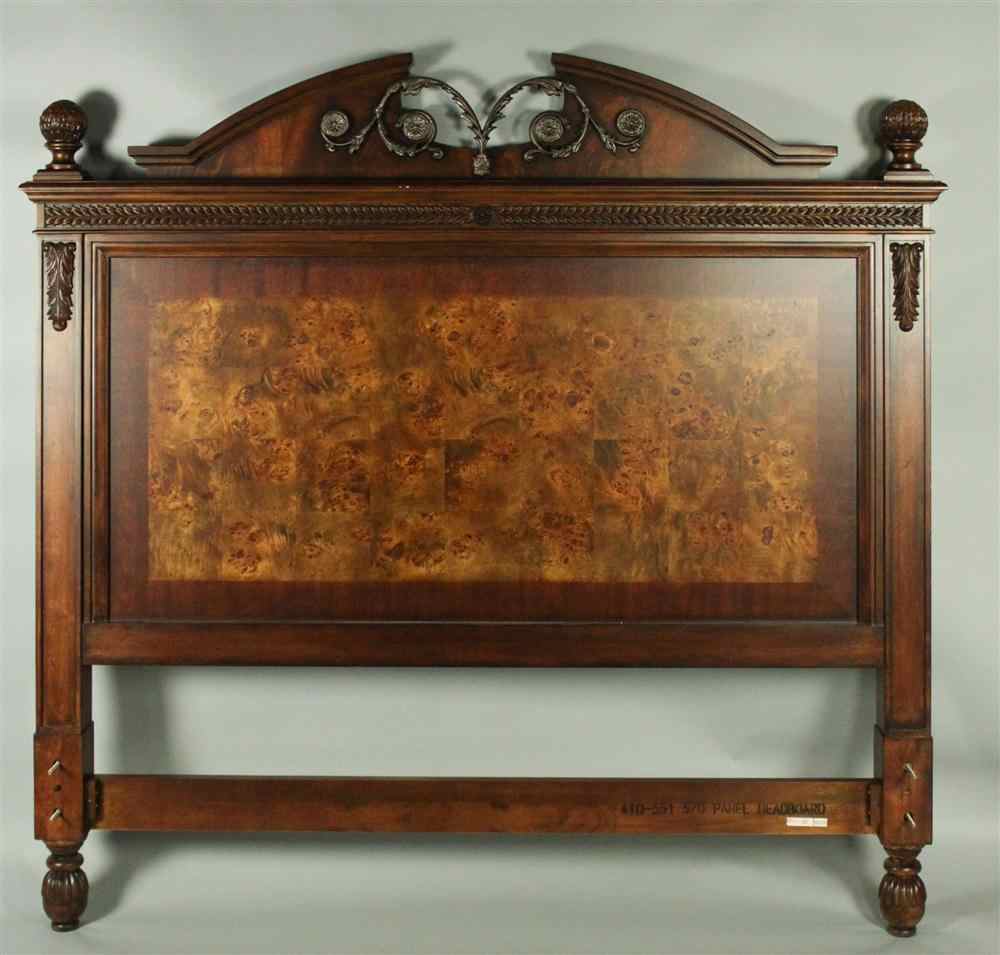 Appraisal: CONTEMPORARY RENAISSANCE REVIVAL MAHOGANY QUEEN BED having a large headboard