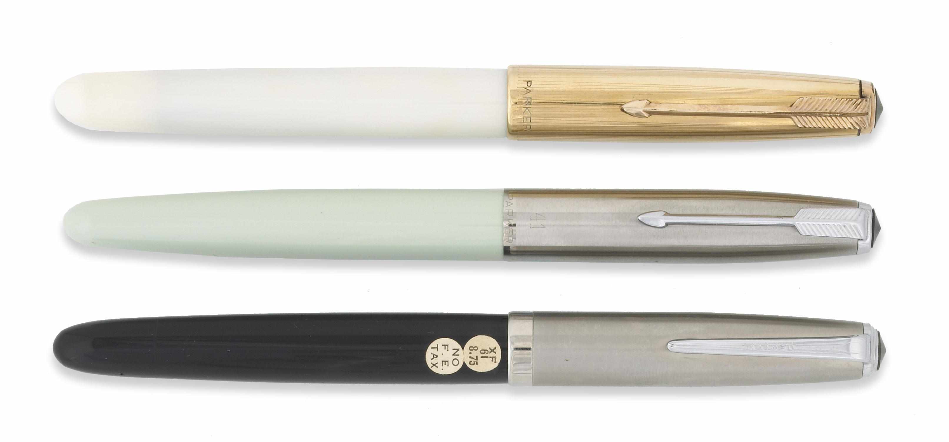 Appraisal: Lot of Parker Fountain Pens White fantasy aerometric filling ''