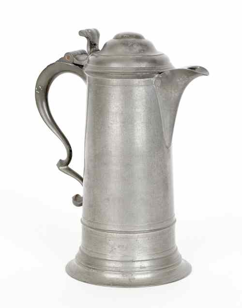 Appraisal: New York pewter lighthouse communion flagon ca bearing the touch