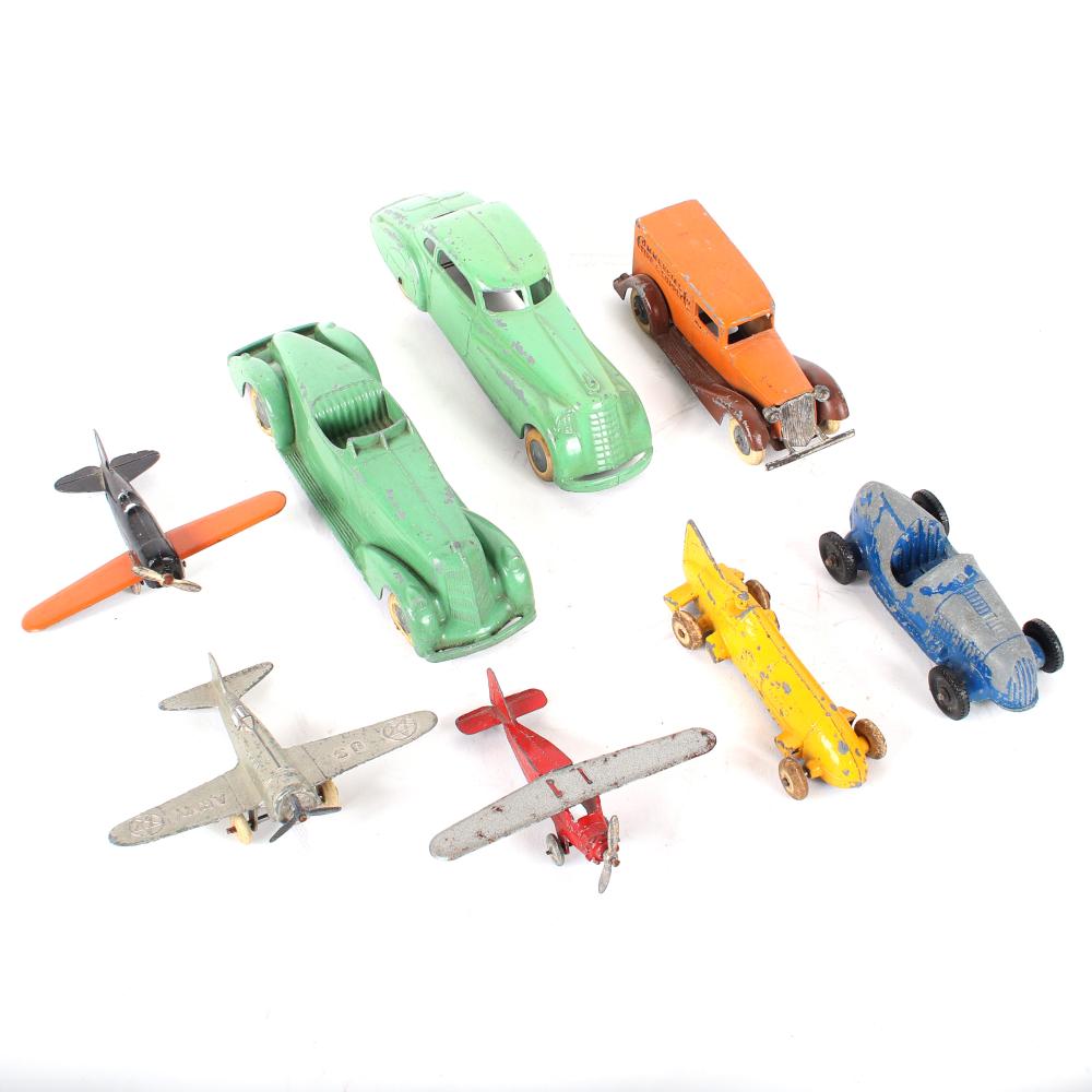 Appraisal: VINTAGE TOOTSIETOY VEHICLES RACE CARS SEDANS COMMERCIAL TIRE TRUCK AIRPLANES