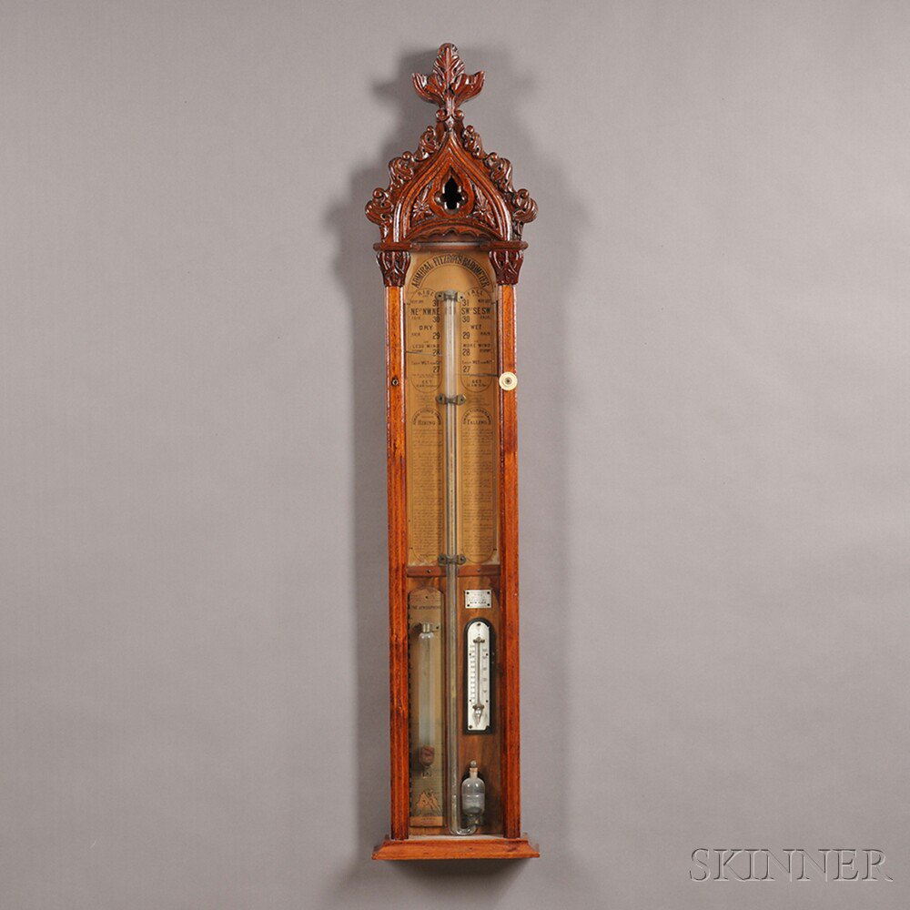 Appraisal: Carved Walnut Admiral Fitzroy's Barometer America late th century the