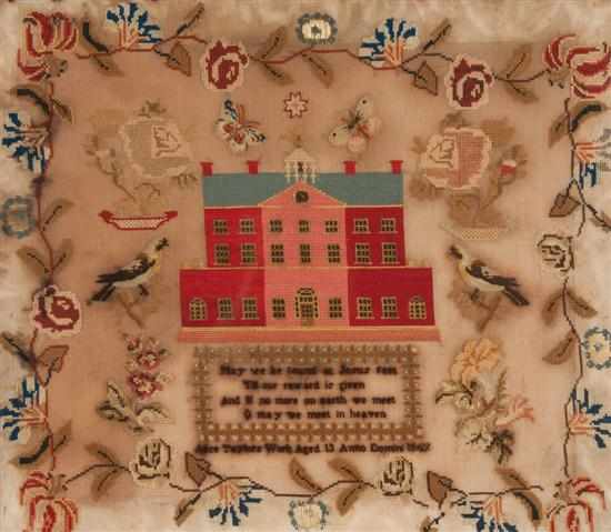 Appraisal: th century needlepoint sampler worked by Alice Taylor dated x