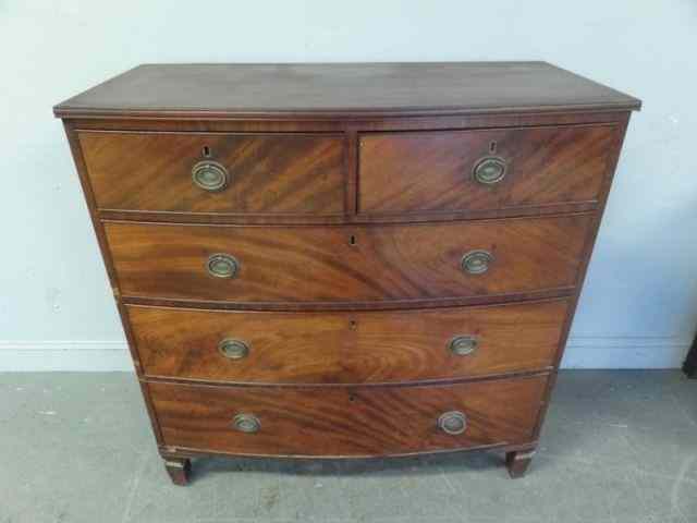 Appraisal: th Century English Mahogany Bow Front Chest A classic over