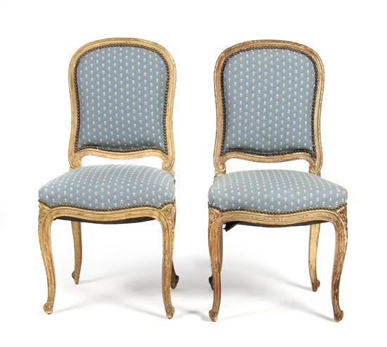 Appraisal: Pair of Louis XV Style Side Chairs circa the upholstered