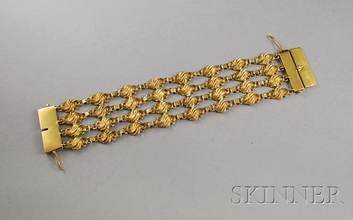 Appraisal: kt Gold Multi-strand Bracelet lg in total dwt