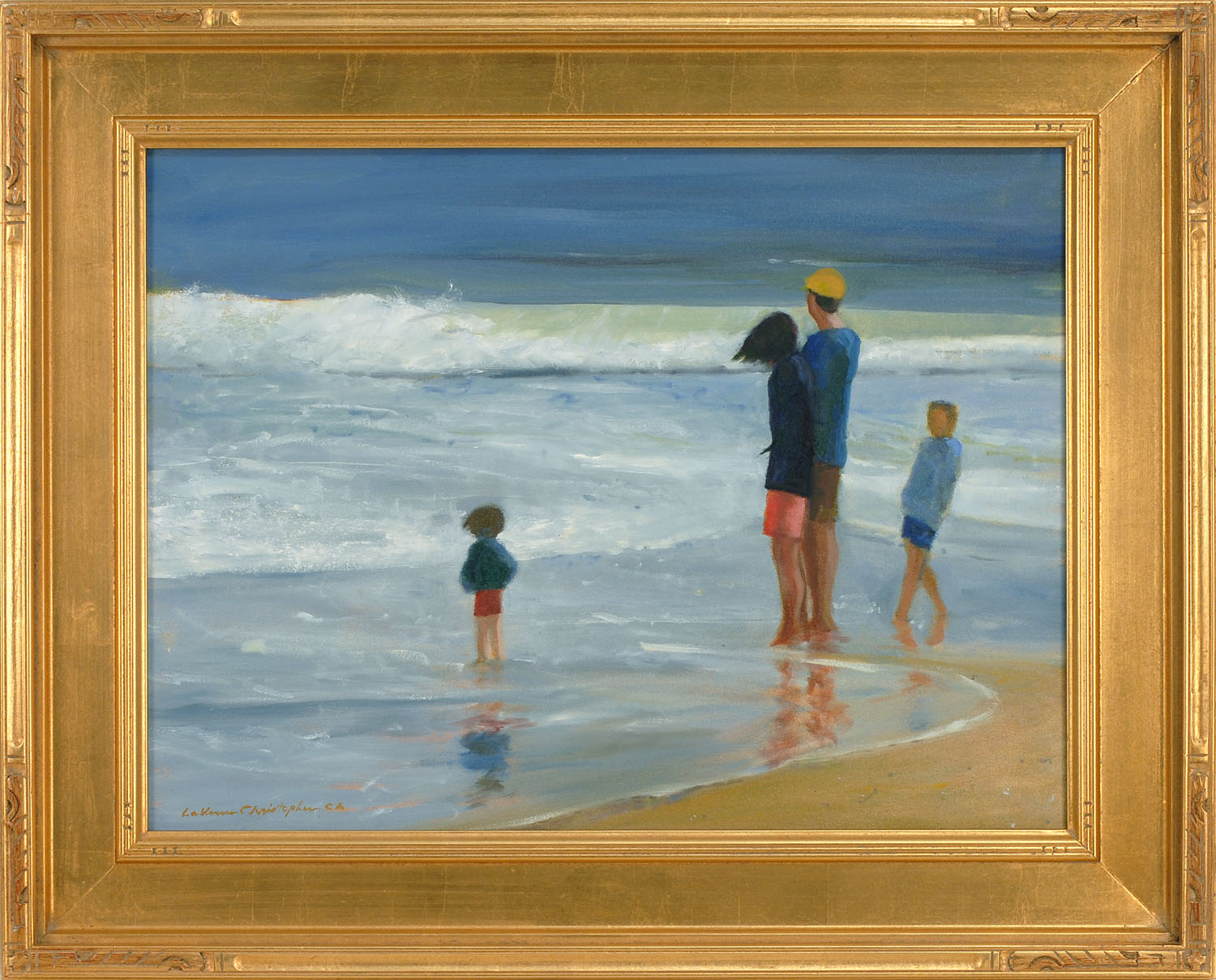 Appraisal: LAVERNE CHRISTOPHERAmerican ContemporaryWading A family at the shore Signed lower