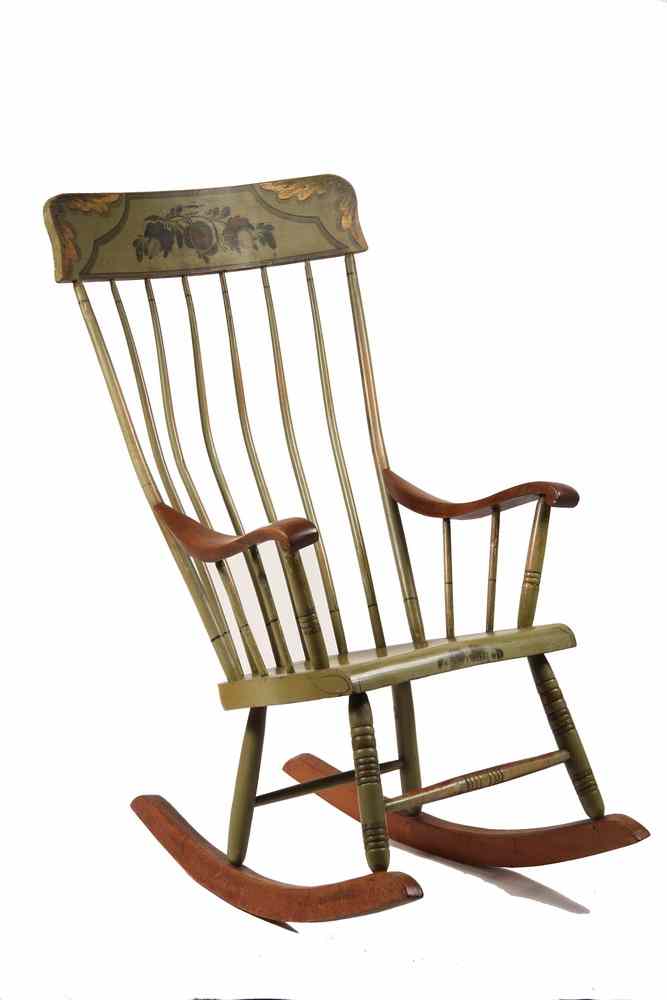 Appraisal: PAINT DECORATED ROCKER - Sheraton Rocker circa probably of Pennsylvania