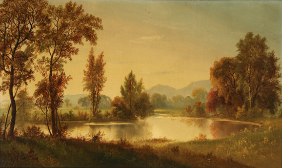 Appraisal: American School Last Quarter th Century Autumnal River Landscape Dawn