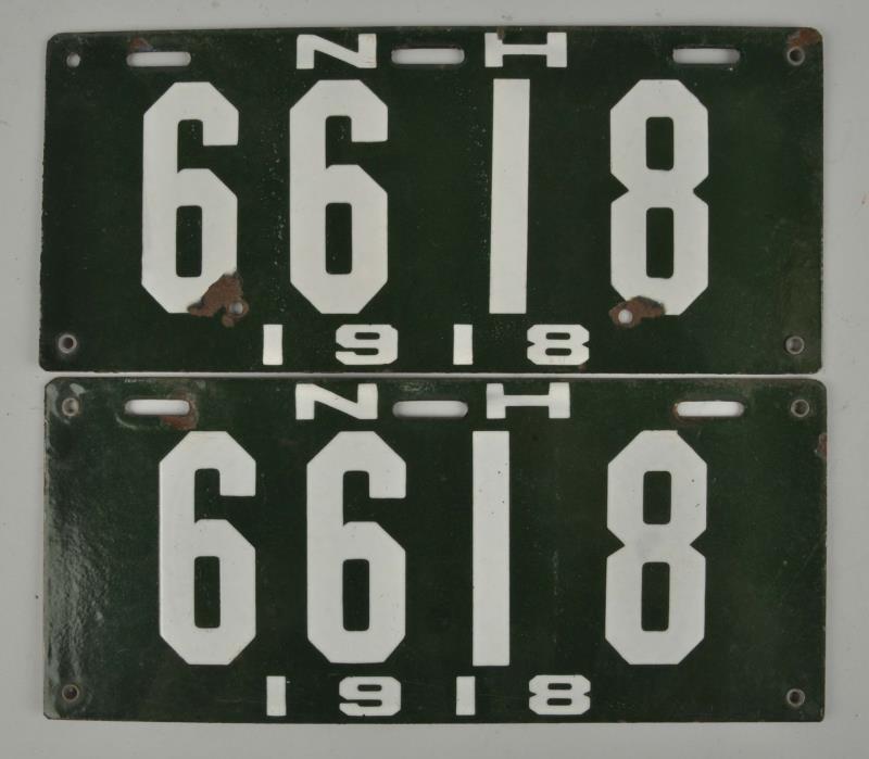 Appraisal: Set Of Porcelain New Hampshire License Plates one plate has