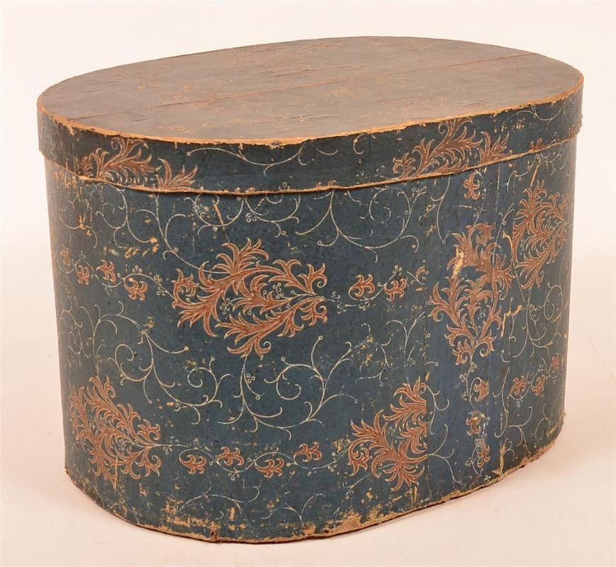 Appraisal: Mid th Century Wallpaper Covered Band Box Mid th Century