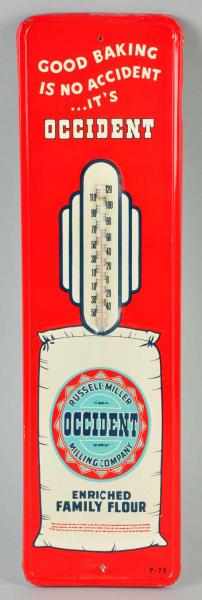 Appraisal: Embossed Tin Occident Family Flour Thermometer Description Circa s Clean