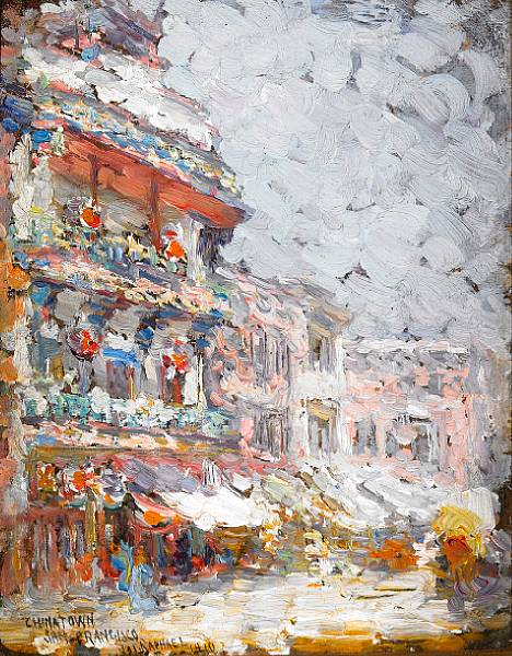 Appraisal: Joseph Raphael American - A Chinatown Gate and Pagoda Chinatown