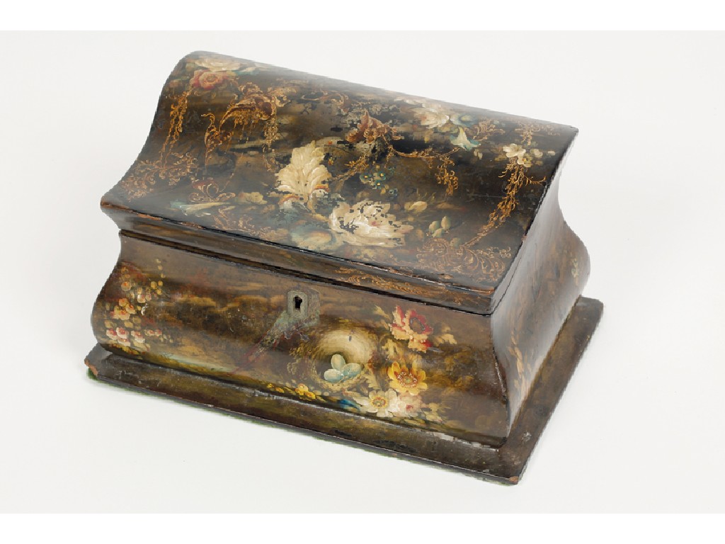 Appraisal: A VICTORIAN PAPIER MACHE BOMBE CASKET in the manner of