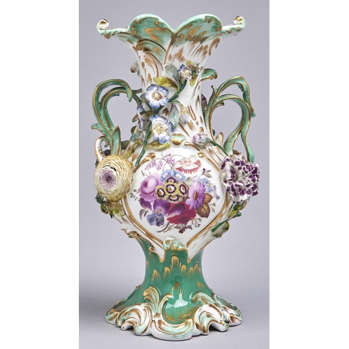 Appraisal: A Coalport 'Coalbrookdale' floral encrusted vase c painted to either